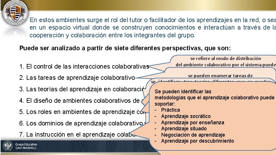 En estos ambientes surge el rol del tutor o facilitador de los aprendizajes en