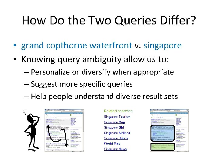 How Do the Two Queries Differ? • grand copthorne waterfront v. singapore • Knowing