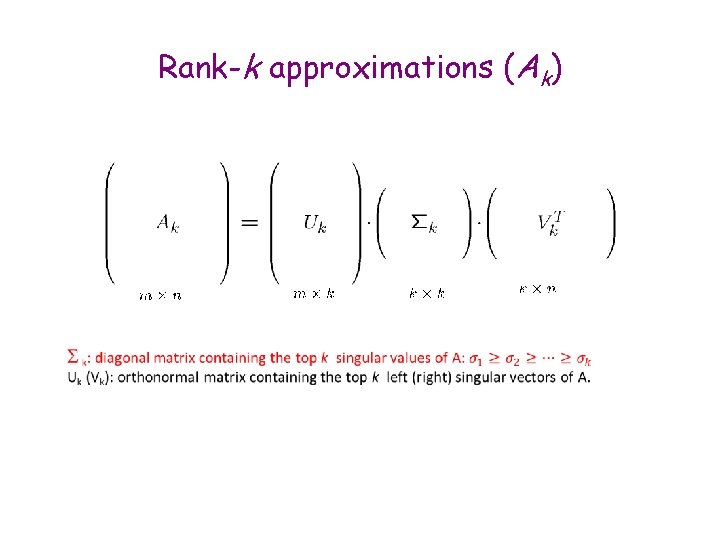 Rank-k approximations (Ak) 