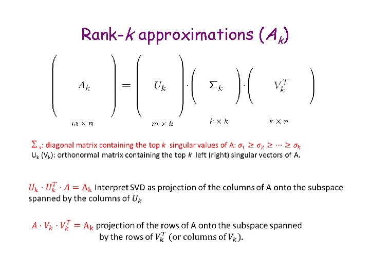 Rank-k approximations (Ak) 