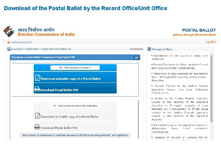 Download of the Postal Ballot by the Record Office/Unit Office 