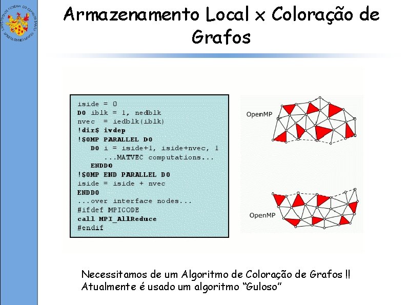 Armazenamento Local x Coloração de Grafos Necessitamos de um Algoritmo de Coloração de Grafos