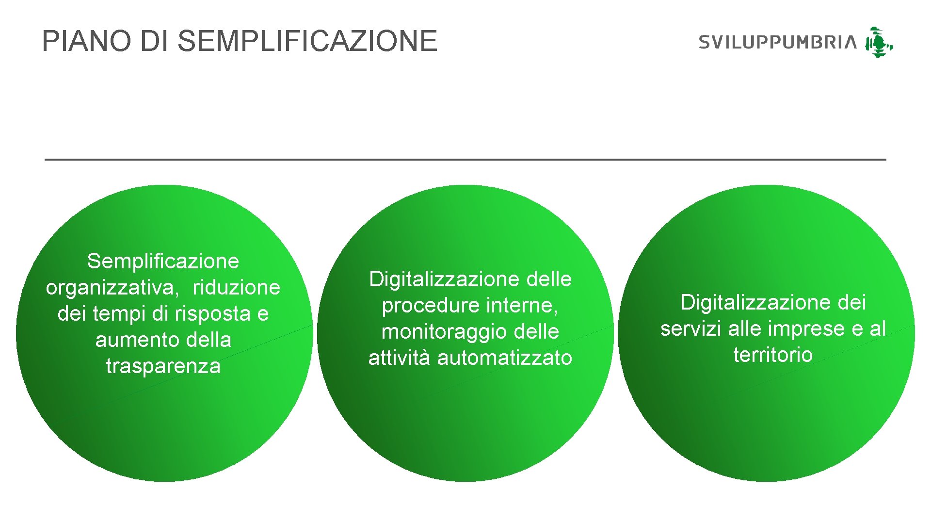 PIANO DI SEMPLIFICAZIONE Semplificazione organizzativa, riduzione dei tempi di risposta e aumento della trasparenza