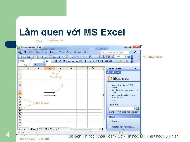 Làm quen với MS Excel 4 Bộ môn Tin học, Khoa Toán - Cơ