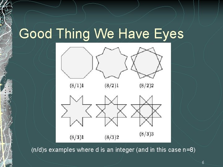 Good Thing We Have Eyes (n/d)s examples where d is an integer (and in