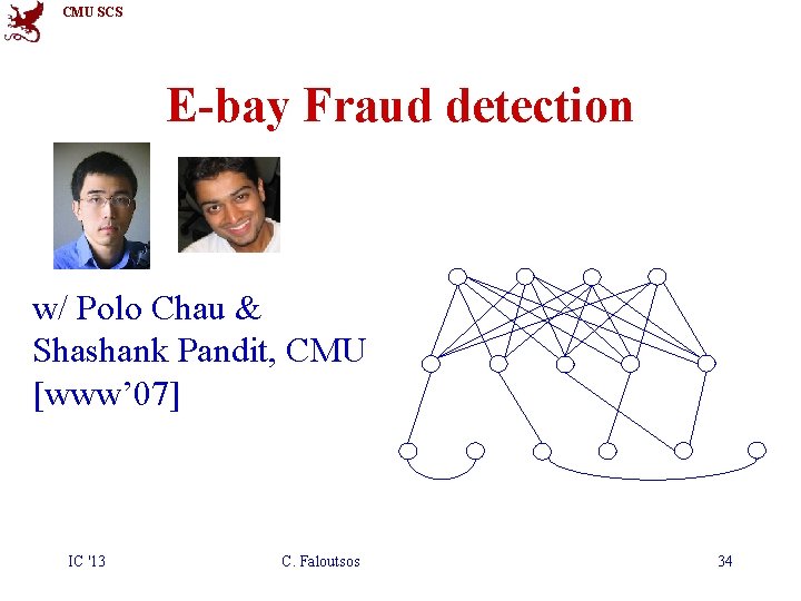 CMU SCS E-bay Fraud detection w/ Polo Chau & Shashank Pandit, CMU [www’ 07]