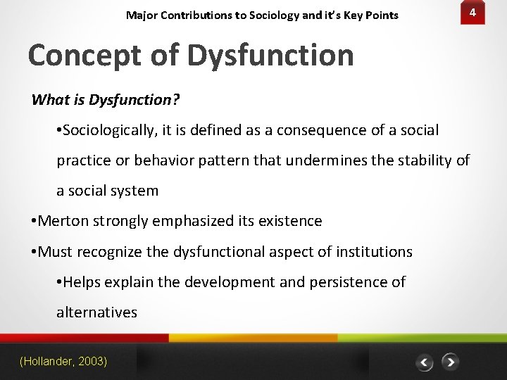 Major Contributions to Sociology and it’s Key Points 4 Concept of Dysfunction What is