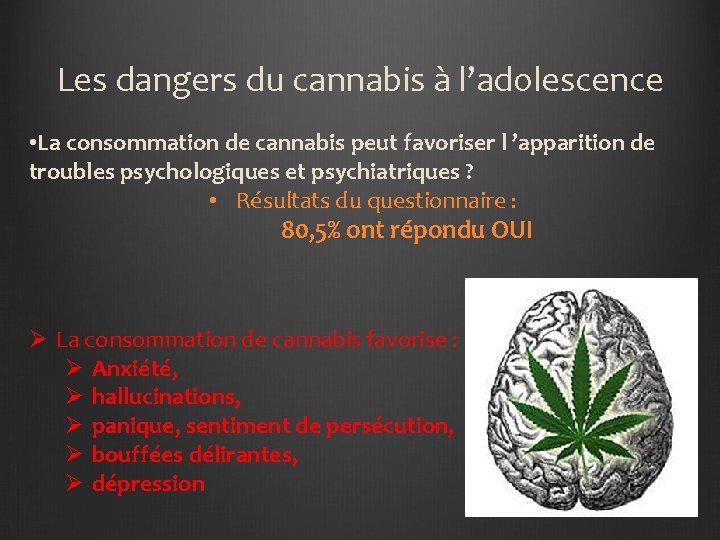 Les dangers du cannabis à l’adolescence • La consommation de cannabis peut favoriser l