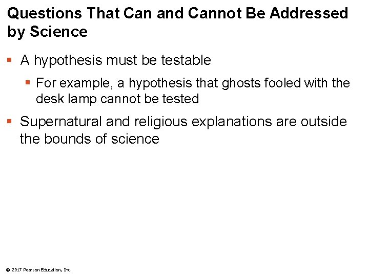 Questions That Can and Cannot Be Addressed by Science § A hypothesis must be