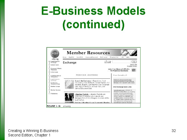 E-Business Models (continued) Creating a Winning E-Business Second Edition, Chapter 1 32 