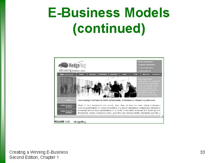 E-Business Models (continued) Creating a Winning E-Business Second Edition, Chapter 1 33 