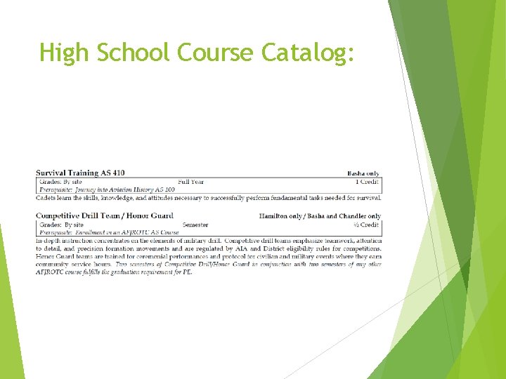 High School Course Catalog: 