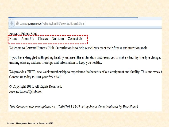 Dr. Chen, Management Information Systems - HTML 