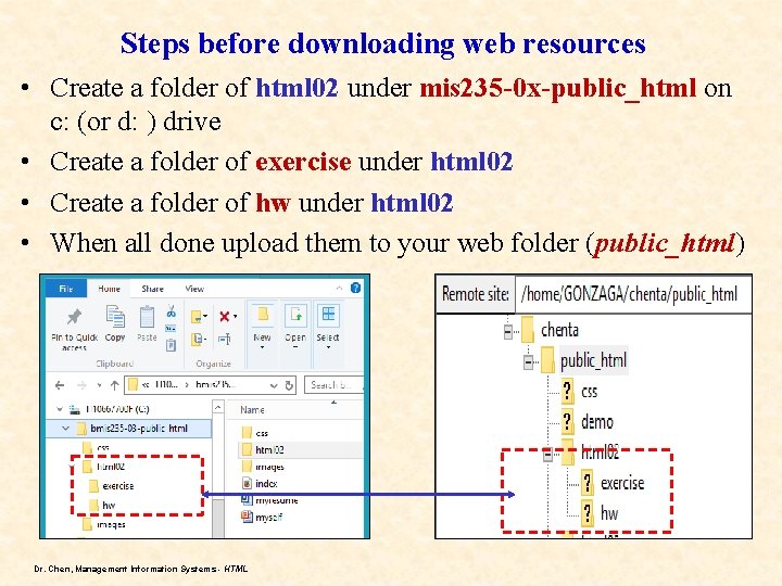 Steps before downloading web resources • Create a folder of html 02 under mis
