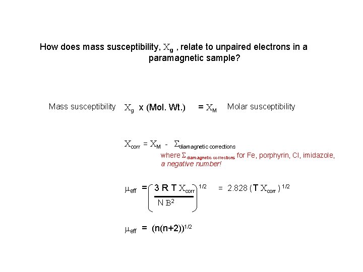 How does mass susceptibility, g , relate to unpaired electrons in a paramagnetic sample?