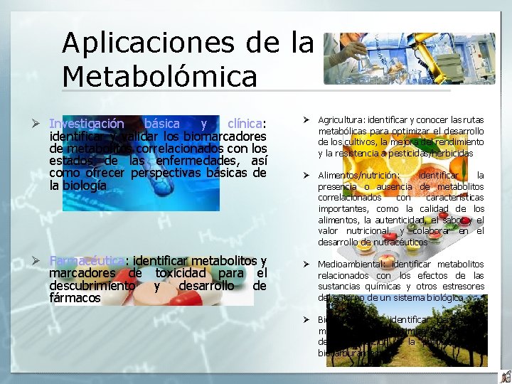 Aplicaciones de la Metabolómica Investigación básica y clínica: identificar y validar los biomarcadores de