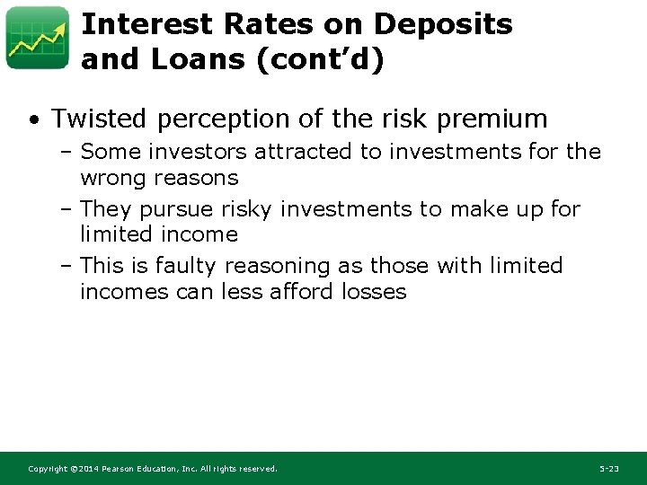 Interest Rates on Deposits and Loans (cont’d) • Twisted perception of the risk premium Interest Rates on Deposits and Loans (cont’d) • Twisted perception of the risk premium