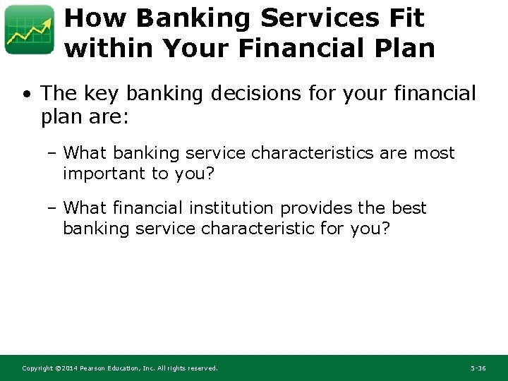 How Banking Services Fit within Your Financial Plan • The key banking decisions for How Banking Services Fit within Your Financial Plan • The key banking decisions for