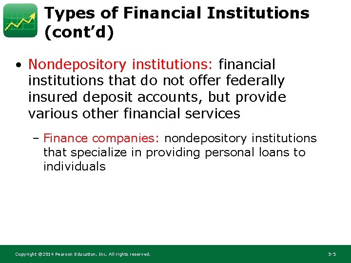 Types of Financial Institutions (cont’d) • Nondepository institutions: financial institutions that do not offer Types of Financial Institutions (cont’d) • Nondepository institutions: financial institutions that do not offer