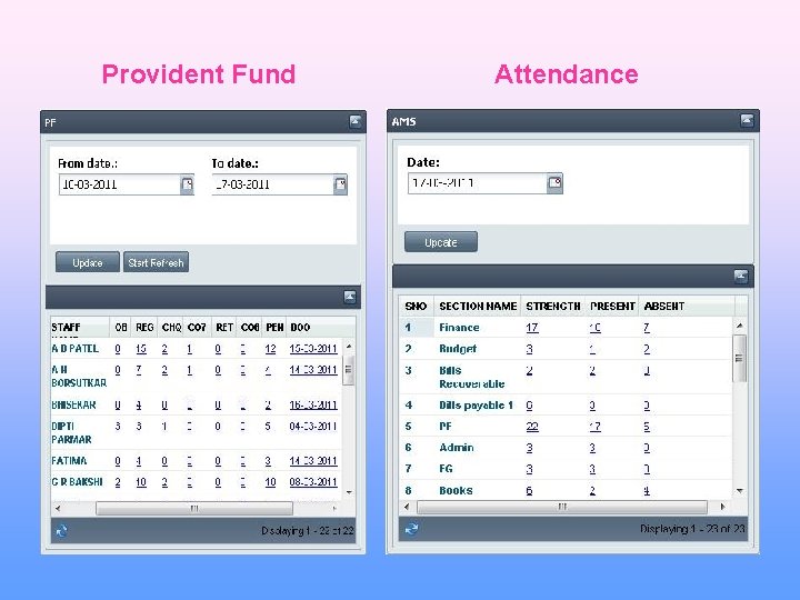 Provident Fund Attendance 