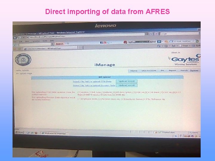 Direct importing of data from AFRES 