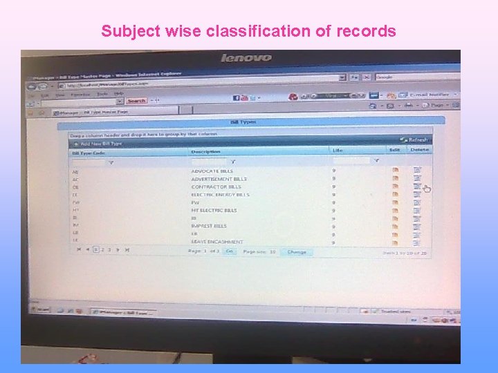 Subject wise classification of records 