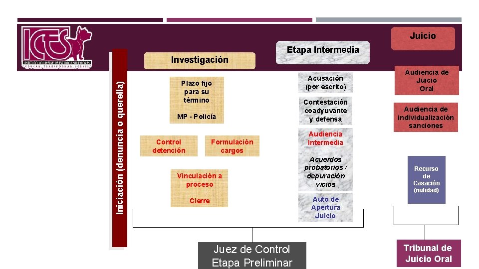 Juicio Etapa Intermedia Iniciación (denuncia o querella) Investigación Plazo fijo para su término MP