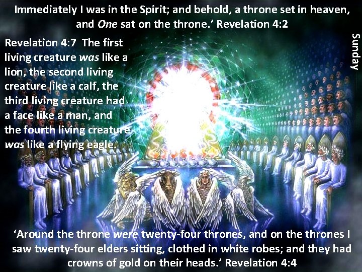 Immediately I was in the Spirit; and behold, a throne set in heaven, and Immediately I was in the Spirit; and behold, a throne set in heaven, and