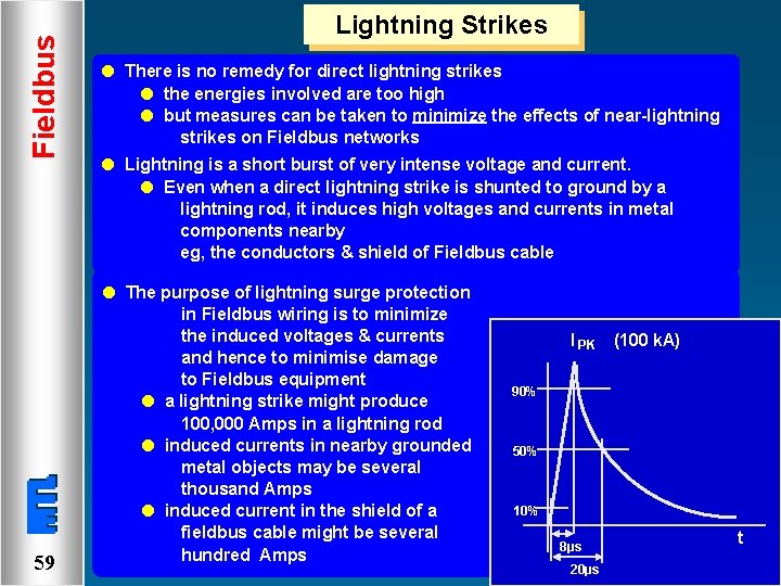 Fieldbus Lightning Strikes l There is no remedy for direct lightning strikes l the