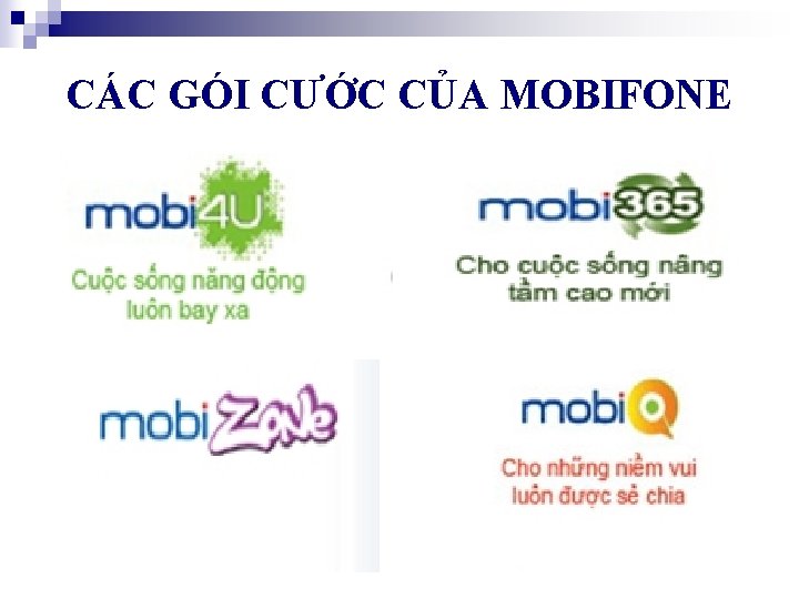 CÁC GÓI CƯỚC CỦA MOBIFONE 