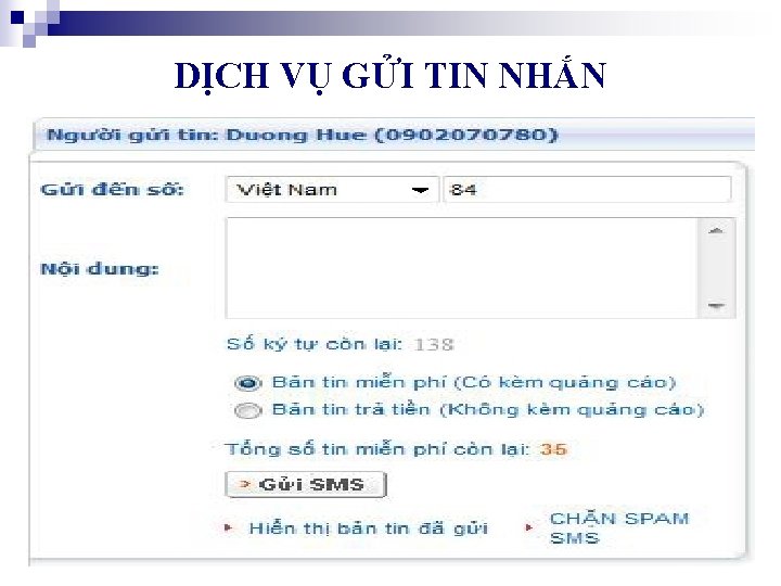 DỊCH VỤ GỬI TIN NHẮN 