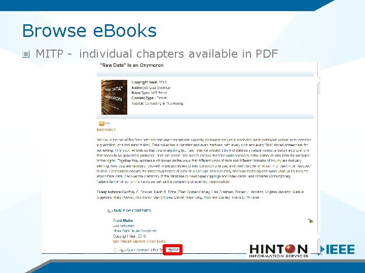 Browse e. Books MITP - individual chapters available in PDF 