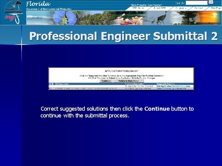 Professional Engineer Submittal 2 Correct suggested solutions then click the Continue button to continue