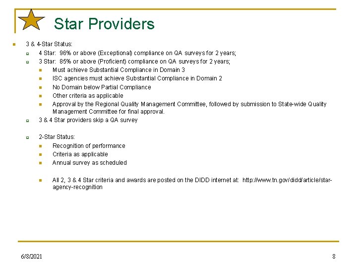 Star Providers n 3 & 4 -Star Status: q 4 Star: 96% or above