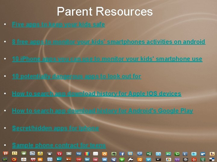 Parent Resources • Five apps to keep your kids safe • 8 free apps Parent Resources • Five apps to keep your kids safe • 8 free apps