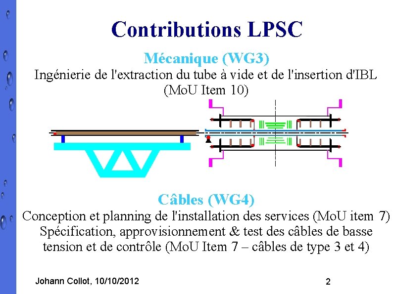 Contributions LPSC Mécanique (WG 3) Ingénierie de l'extraction du tube à vide et de
