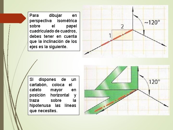 Para dibujar en perspectiva isométrica sobre el papel cuadriculado de cuadros, debes tener en