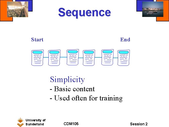 Sequence Start End Simplicity - Basic content - Used often for training University of