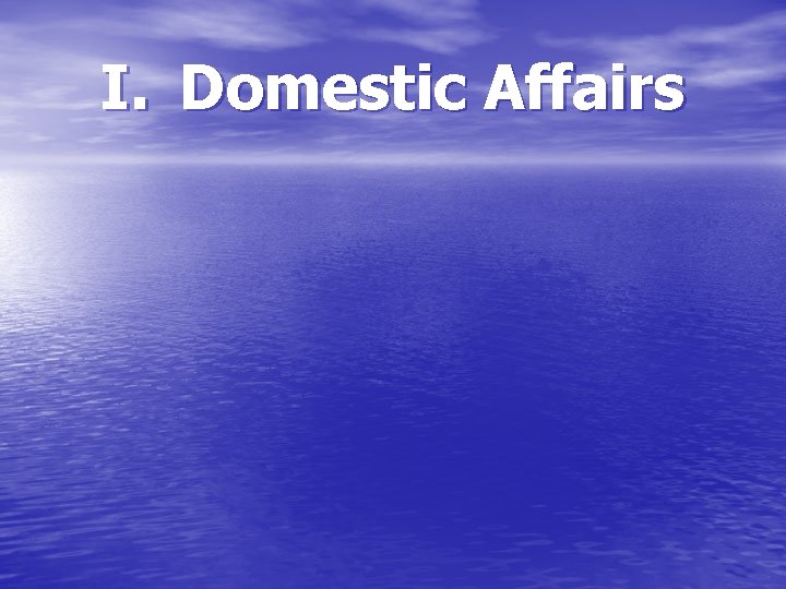 I. Domestic Affairs 
