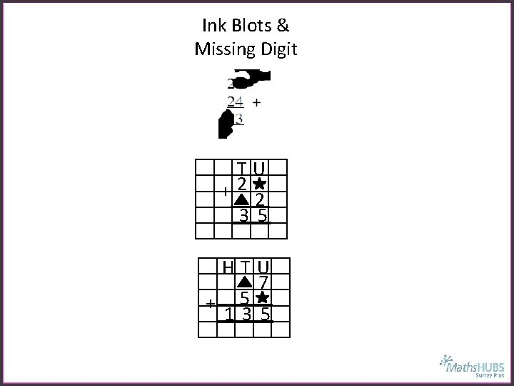 Ink Blots & Missing Digit TU +2 2 3 5 HTU 7 + 5