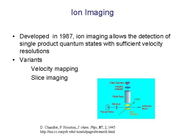 Ion Imaging • Developed in 1987, ion imaging allows the detection of single product