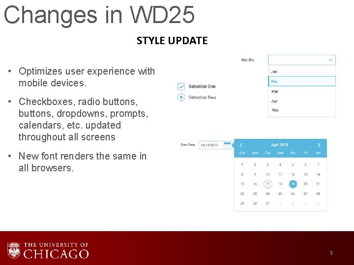 Changes in WD 25 STYLE UPDATE • Optimizes user experience with mobile devices. •