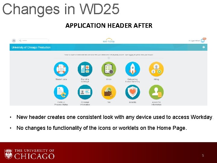 Changes in WD 25 APPLICATION HEADER AFTER • New header creates one consistent look