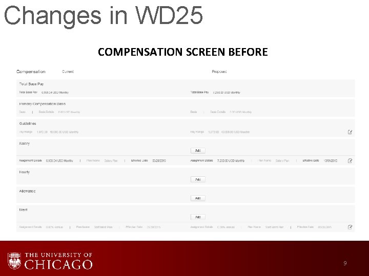 Changes in WD 25 COMPENSATION SCREEN BEFORE 9 