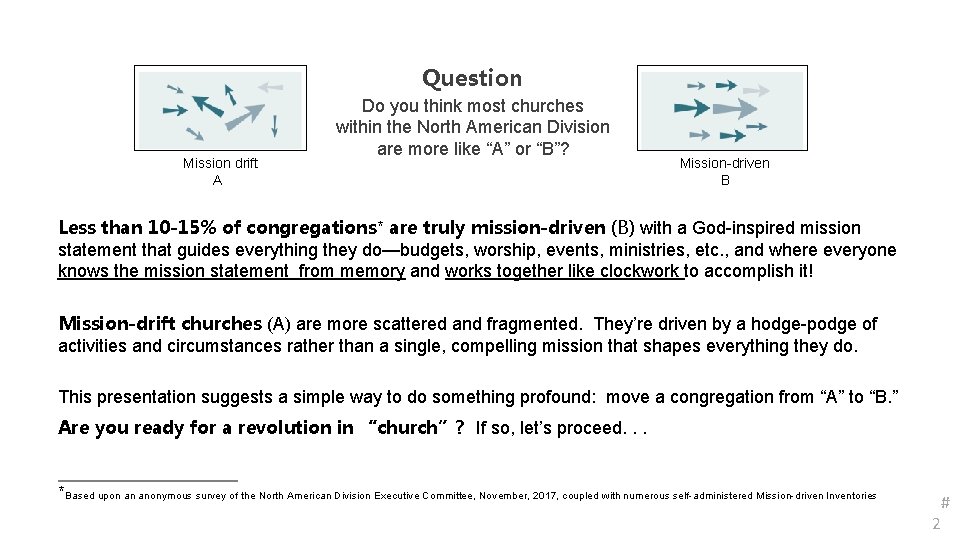 Question Mission drift A Do you think most churches within the North American Division