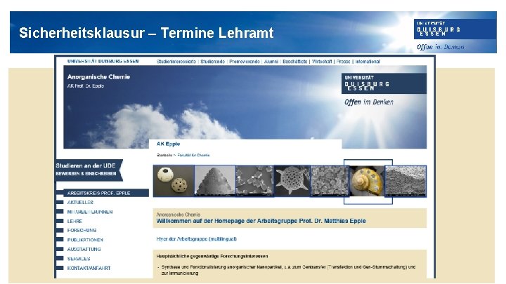 Sicherheitsklausur – Termine Lehramt 