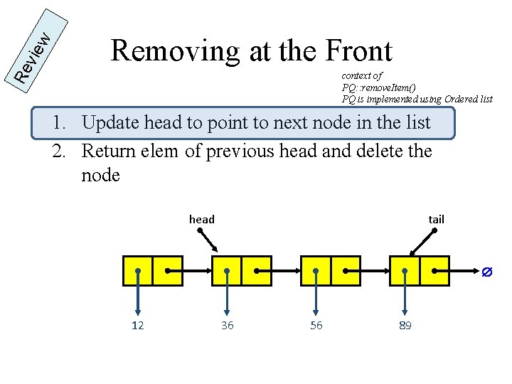 w vie Re Removing at the Front context of PQ: : remove. Item() PQ