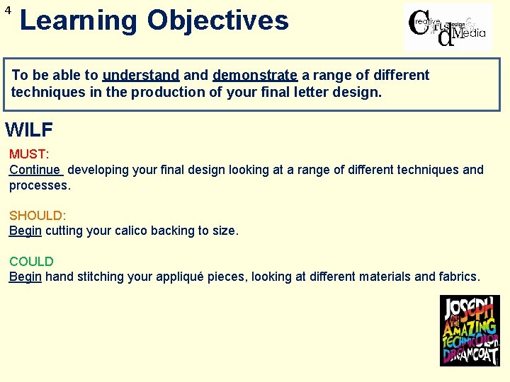 4 Learning Objectives To be able to understand demonstrate a range of different techniques
