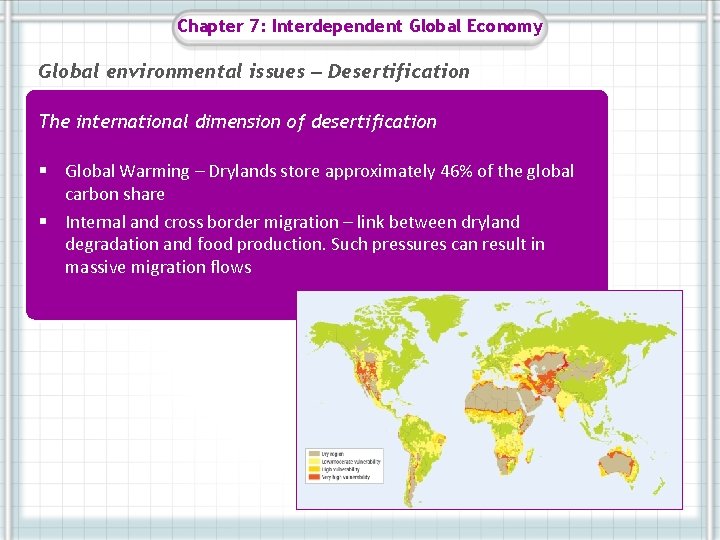 Chapter 7: Interdependent Global Economy Global environmental issues – Desertification The international dimension of