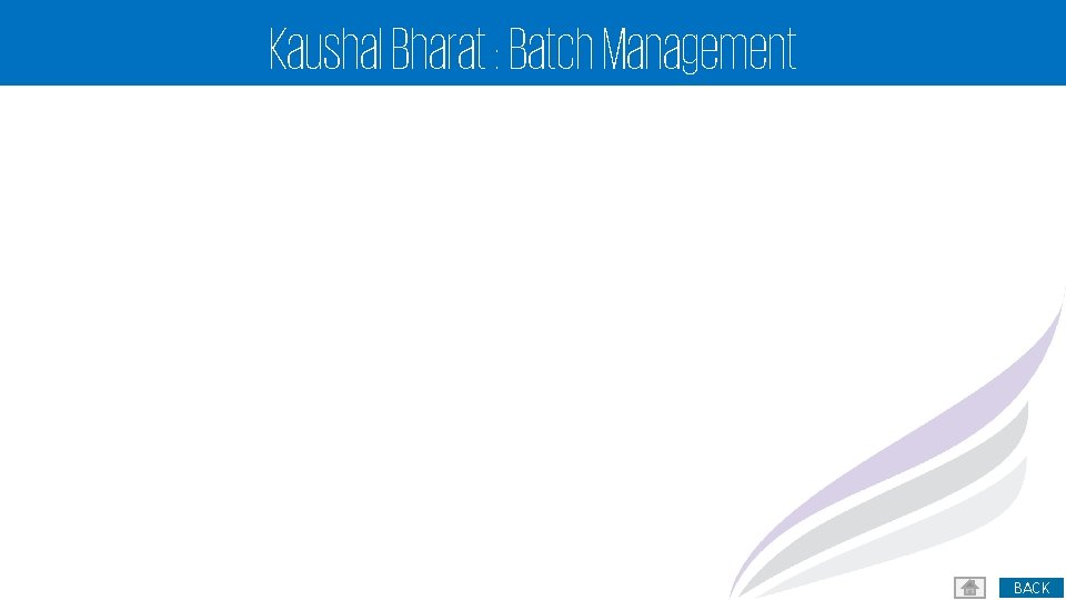 Kaushal Bharat : Batch Management 23 BACK 